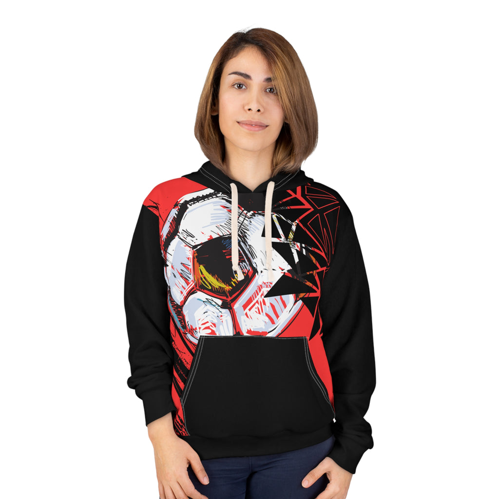 Soccer Blast Hoodie — Red Graphic Football Pullover
