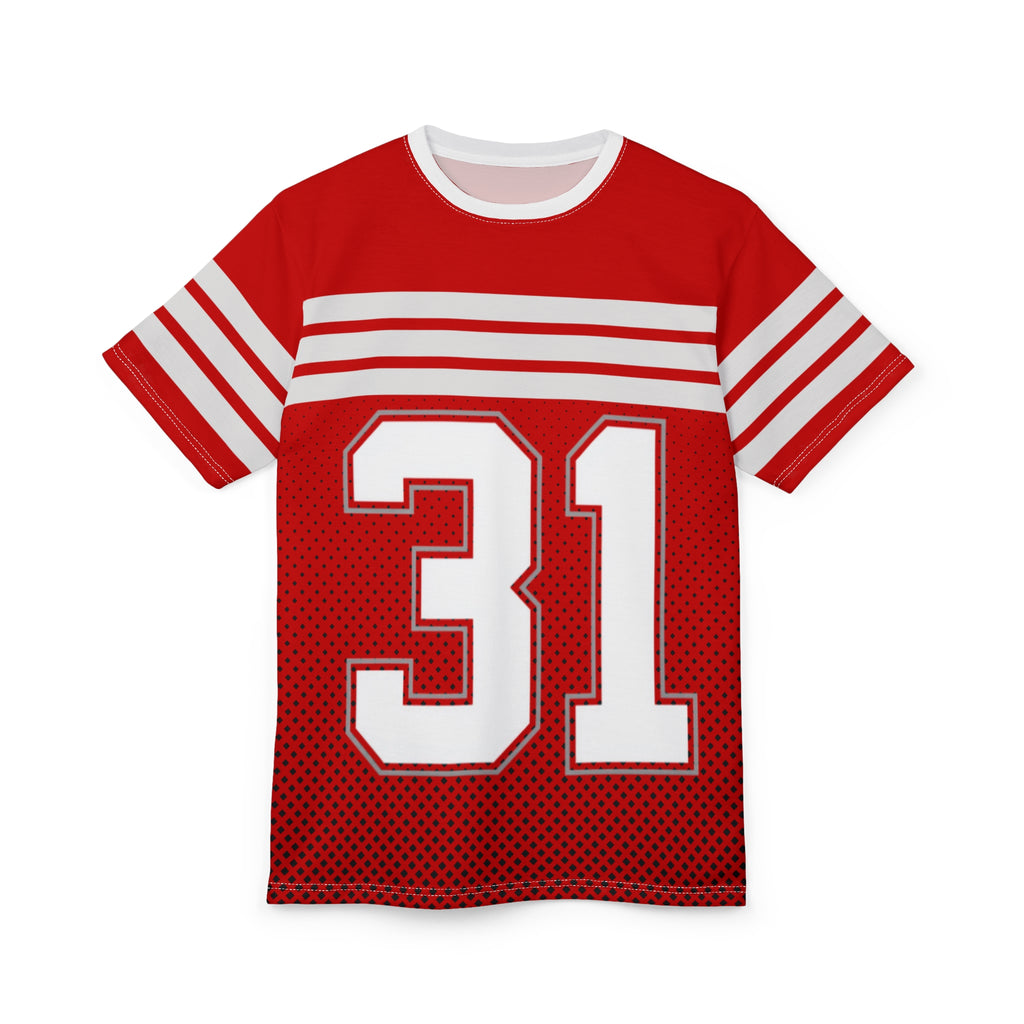 Red Vintage Jersey Tee — Number 31 Sports Shirt