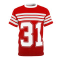 Red Vintage Jersey Tee — Number 31 Sports Shirt