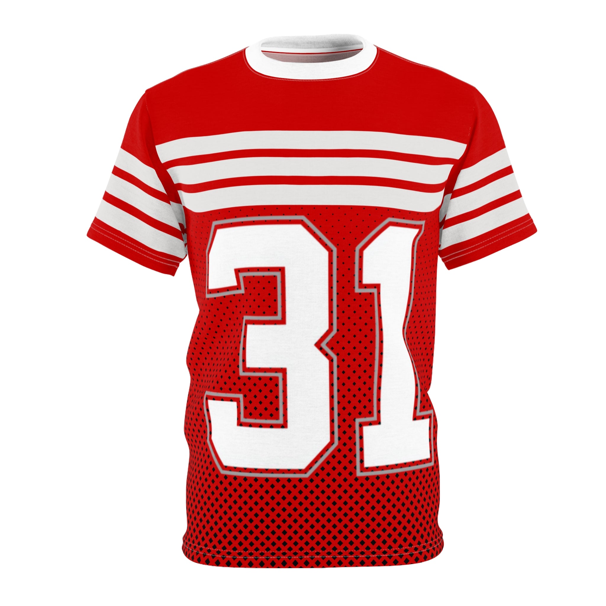 Red Vintage Jersey Tee — Number 31 Sports Shirt