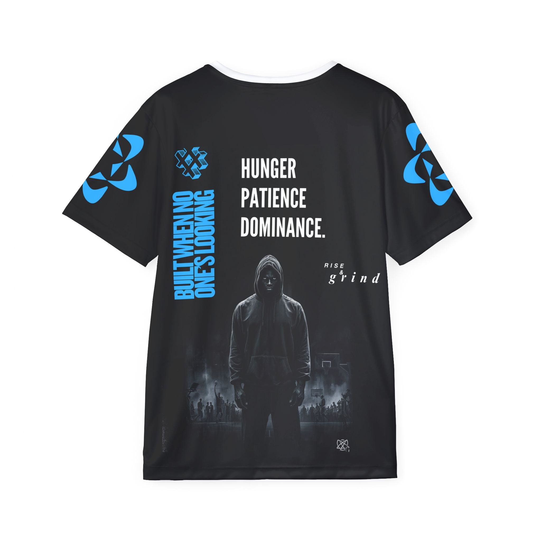 Motivational Basketball Jersey — "Hunger Patience Dominance" Graphic AOP