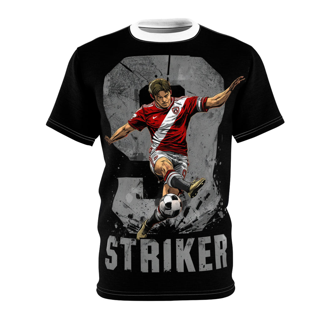 Striker Soccer Tee — Dynamic Football Player Graphic T‑Shirt