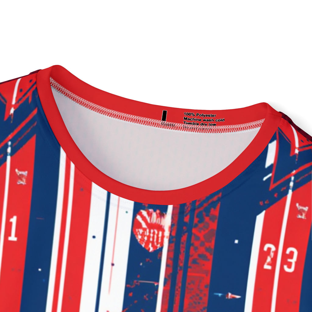 Men's Red & Blue All-Over Print Sports Jersey — Number 9 Team Shirt
