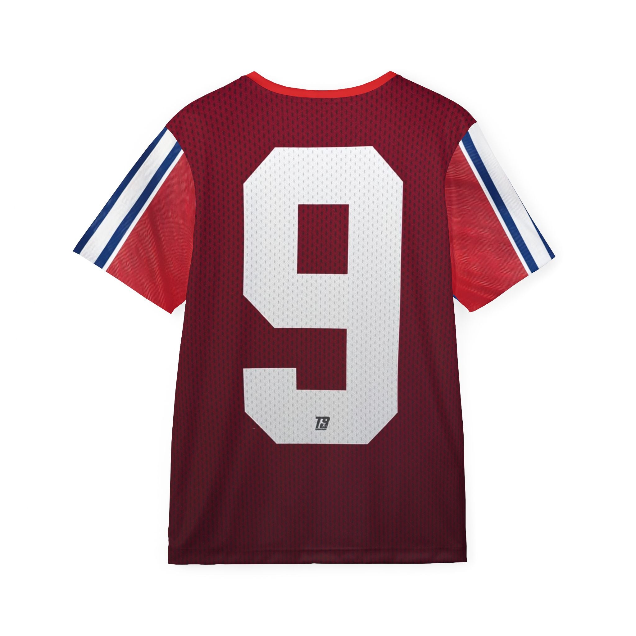 Men's Red & Blue All-Over Print Sports Jersey — Number 9 Team Shirt