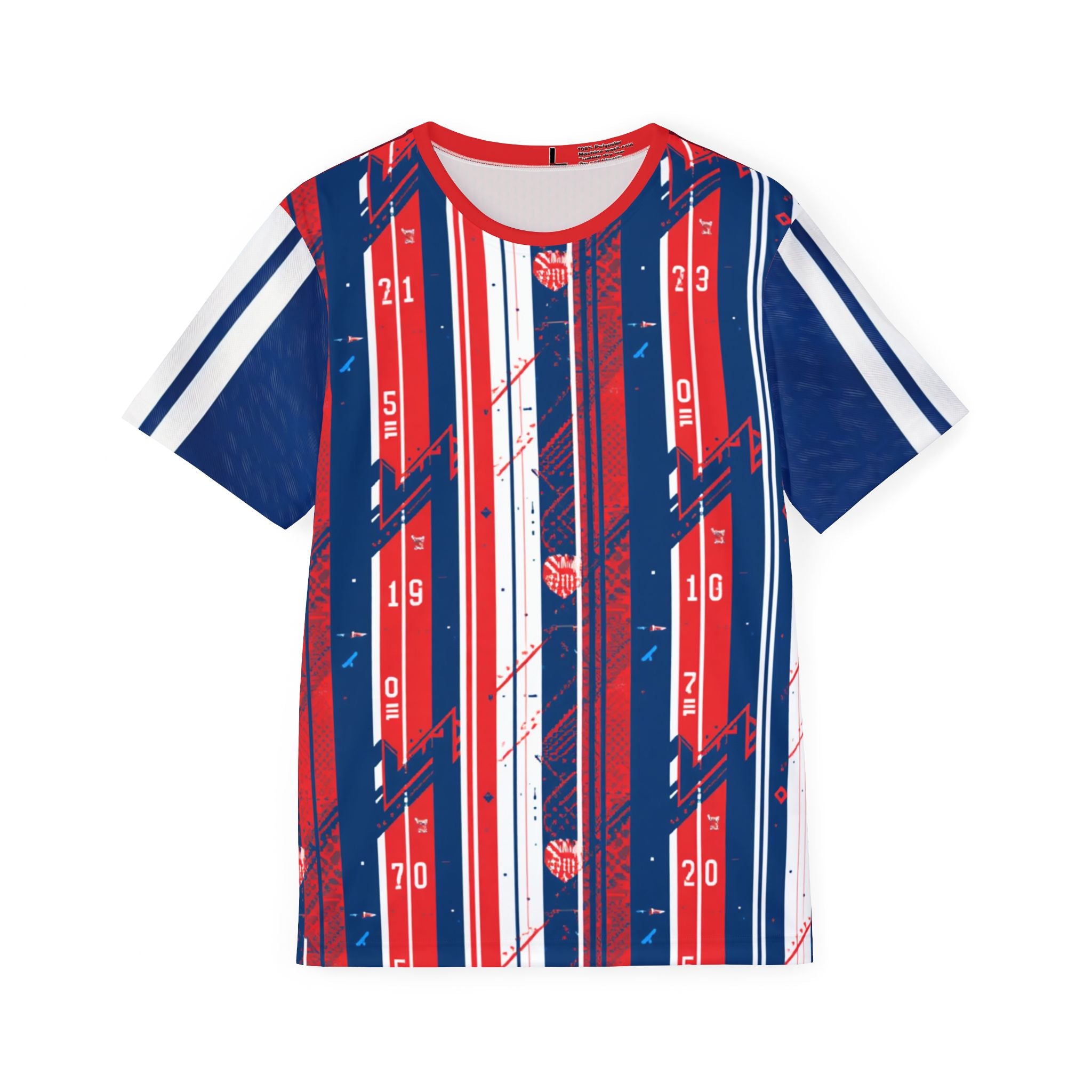 Men's Red & Blue All-Over Print Sports Jersey — Number 9 Team Shirt