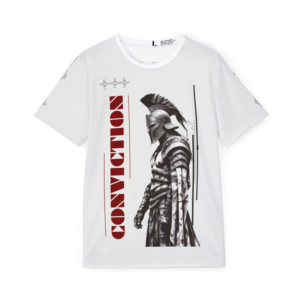 Conviction Spartan Sports Jersey — "Never Back Down" Athletic Tee