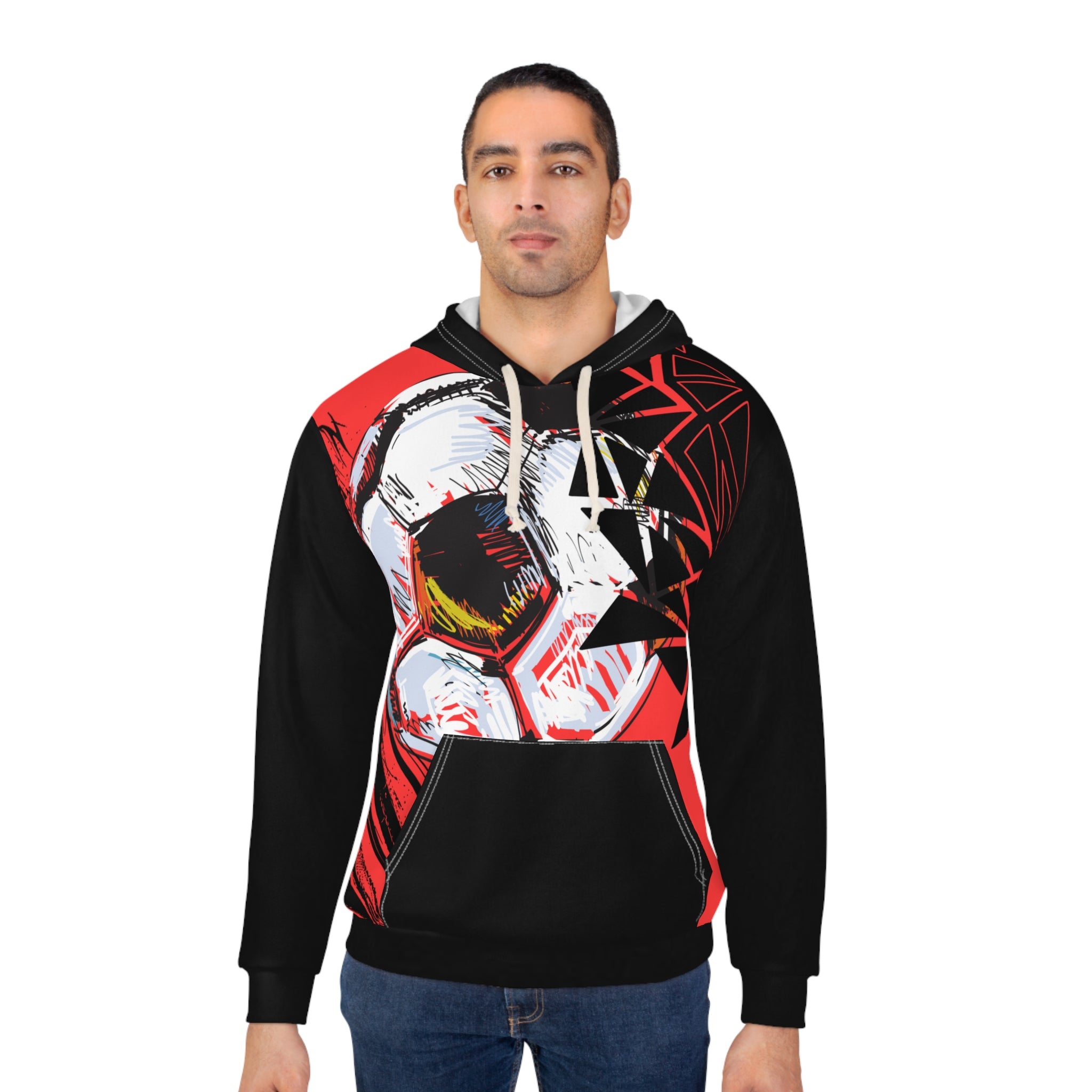 Soccer Blast Hoodie — Red Graphic Football Pullover